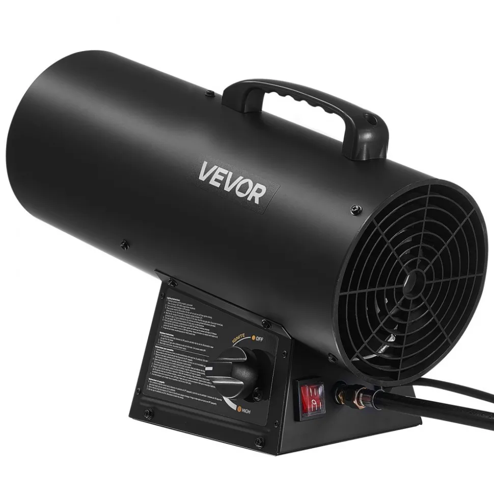 VEVOR Propane Heater, 60000BTU Forced Air Propane Heater with Stepless Temp Settings & security Protection, Portable Garage/Shop Barrel Heater for Garages, Job Sites,Indoor/Outdoor