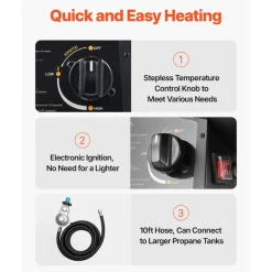 VEVOR Propane Heater, 60000BTU Forced Air Propane Heater with Stepless Temp Settings & security Protection, Portable Garage/Shop Barrel Heater for Garages, Job Sites,Indoor/Outdoor