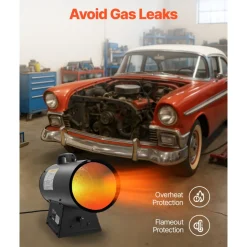 VEVOR Propane Heater, 60000BTU Forced Air Propane Heater with Stepless Temp Settings & security Protection, Portable Garage/Shop Barrel Heater for Garages, Job Sites,Indoor/Outdoor