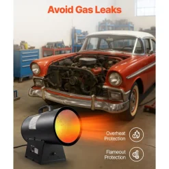 VEVOR Propane Heater, 125000BTU Forced Air Propane Heater with Stepless Temp Settings & security Protection, Portable Garage/Shop Barrel Heater for Garages, Job Sites,Indoor/Outdoor