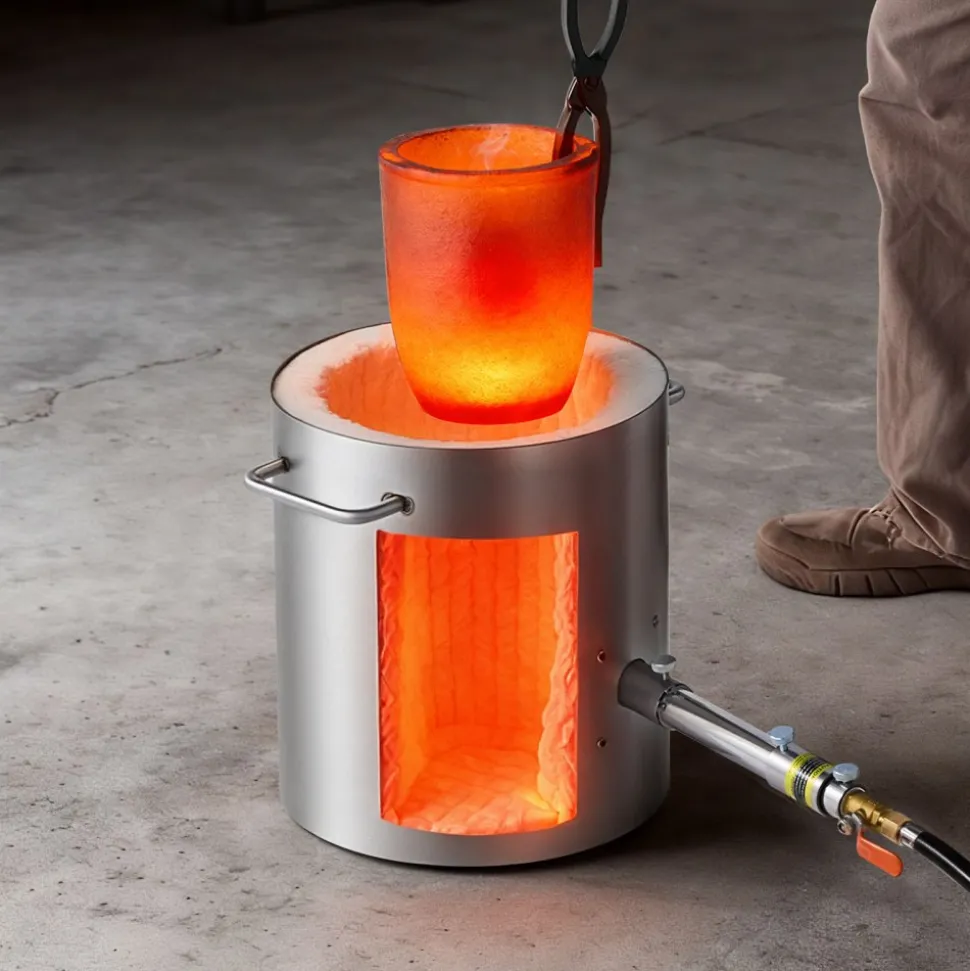 VEVOR Propane Melting Furnace Kit, 8KG/18lbs Gas Metal Melting Furnace Kit, Foundry Home Kiln with Crucible, Tongs, Wooden Handle, Smelting Casting Tool for Gold Silver Copper Aluminum Metal Recycle