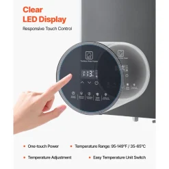 VEVOR Propane Tankless Water Heater, 4.3Gal Indoor 100000 BTU Instant Hot Water Heater, Smart Temperature Control & Clear LED Display & Multiple Security Protections for Whole House, Silver Gray