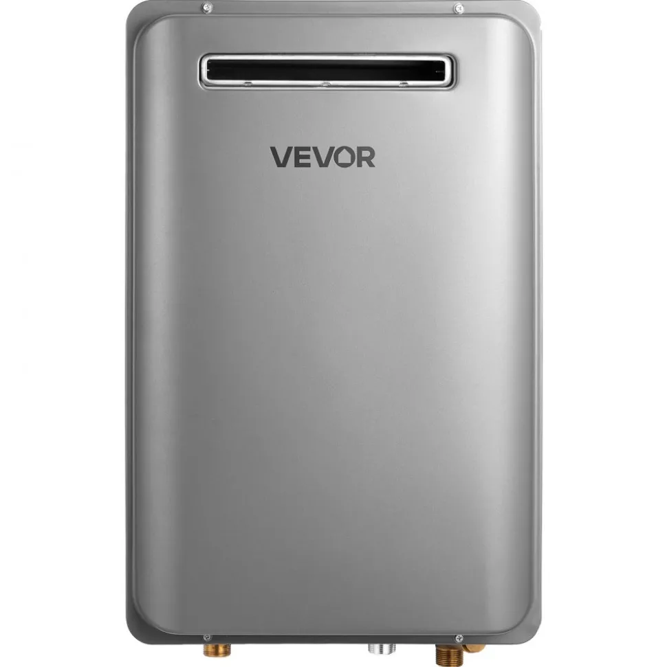 VEVOR Propane Tankless Water Heater, 5.3Gal Outdoor 120000 BTU Instant Hot Water Heater, Smart Temperature Control & 3/4 inch NPT Interface& Multiple Security Protections for Whole House, Silver Gray