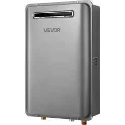 VEVOR Propane Tankless Water Heater, 5.3Gal Outdoor 120000 BTU Instant Hot Water Heater, Smart Temperature Control & 3/4 inch NPT Interface& Multiple Security Protections for Whole House, Silver Gray
