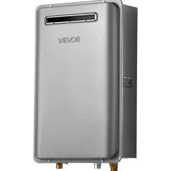 VEVOR Propane Tankless Water Heater, 5.3Gal Outdoor 120000 BTU Instant Hot Water Heater, Smart Temperature Control & 3/4 inch NPT Interface& Multiple Security Protections for Whole House, Silver Gray