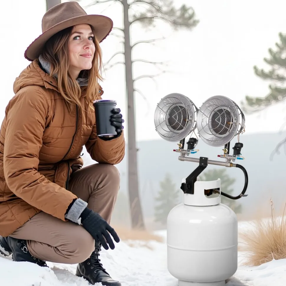 VEVOR Propane Tank Top Heater, 30000 BTU Rapid Heating 180-Degree Infrared Radiant Tank Top Gas Heater, 3 Heat Settings for Ice Fishing/ Hunting/Outdoor Work, Single Burner Square