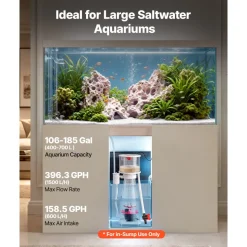 VEVOR Protein Skimmer for 106-185 Gal Saltwater Aquariums In Sump with Pump, Protein Skimmer with DC Pinwheel Pump, Adjustable Control, for 106-185 Gal Saltwater Aquarium & Reef Tank, In Sump Use Only