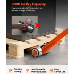 VEVOR Prylever Bar, 6600 lbs Weight Capacity, 56 Inch Carbon Steel Handle Lever Dolly, Pry Lever Bar with Wheels for Large Pallets, Heavy Items, Concrete Blocks, Heavy Duty Equipment Handling