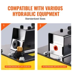 VEVOR 10,000PSI Air Hydraulic Pump, 0.42 Gal Reservoir, NPT 3/8 In Oil Outlet, NPT 1/4 In Inlet, Aluminum Shell Air Actuated Treadle Foot Pump, for Automobile Repair Frame Machine & Hydraulic Press