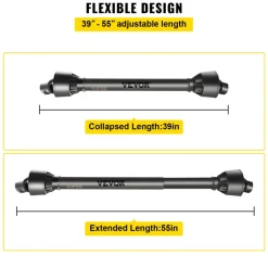 VEVOR PTO Shaft 1 3/8" PTO Drive Shaft, 6 Spline End Round End PTO Driveline Shaft, Series 4 Tractor PTO Shaft, 39"-55" Brush Hog PTO Shaft, Black PTO Shaft for Bush Hog/Finish Mower/Rotary Cutter