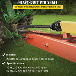 VEVOR PTO Shaft, 1-3/8” 6 Spline Tractor and Implement Ends PTO Driveline Shaft, Series 4 Tractor PTO Shaft, 43”-59” Brush Hog PTO Shaft with Slip Clutch Black, for Finish Mower, Rotary Cutter