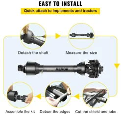 VEVOR PTO Shaft, 1-3/8” 6 Spline Tractor and Implement Ends PTO Driveline Shaft, Series 4 Tractor PTO Shaft, 43”-59” Brush Hog PTO Shaft with Slip Clutch Black, for Finish Mower, Rotary Cutter