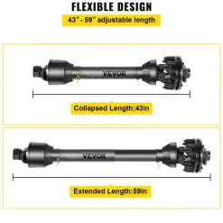 VEVOR PTO Shaft, 1-3/8” 6 Spline Tractor and Implement Ends PTO Driveline Shaft, Series 4 Tractor PTO Shaft, 43”-59” Brush Hog PTO Shaft with Slip Clutch Black, for Finish Mower, Rotary Cutter