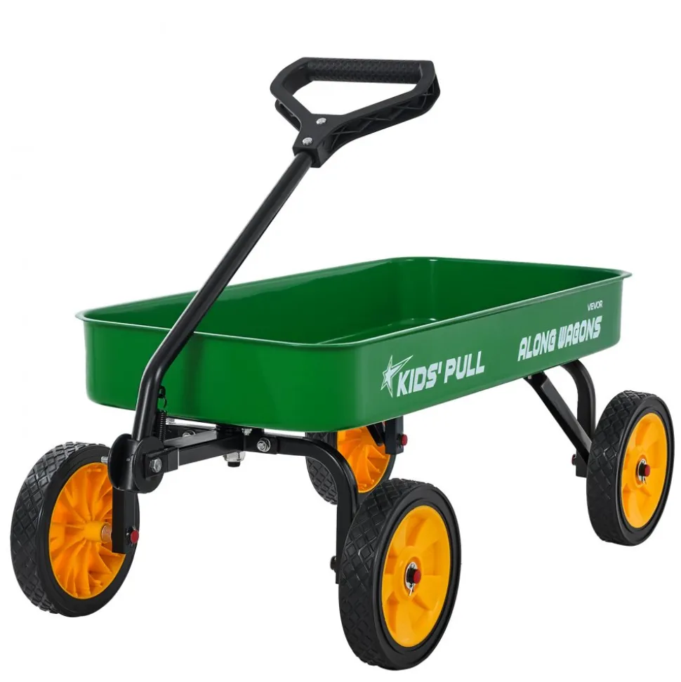 VEVOR Pull-Along Wagon for Kids, 39 inch Toddler Wagons, Supports up to 176 lbs, All-Terrain Wagons with Handle, Utility Wagon Cart Birthday Present for Kids Gardening Beach Camping, Green