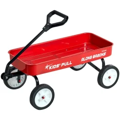 VEVOR Pull-Along Wagon for Kids, 39 in Toddler Wagons with Foldable Wooden Panel & Handle, Supports up to 551 lbs, 10