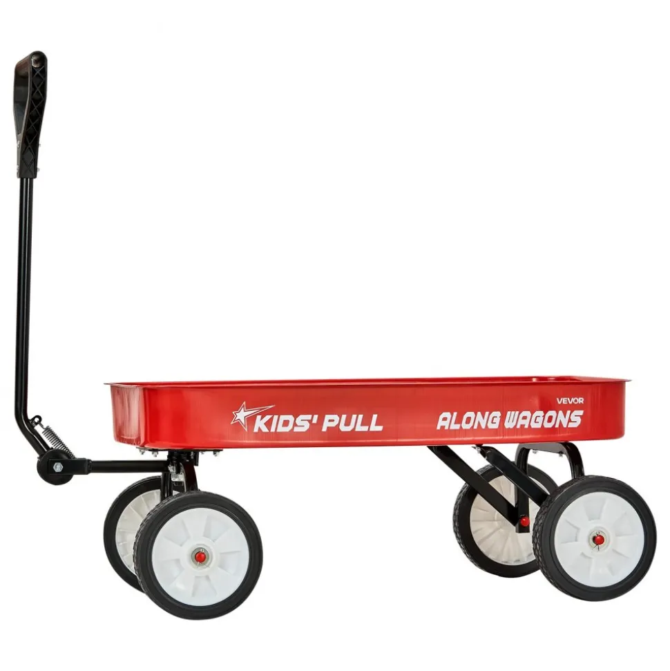 VEVOR Pull-Along Wagon for Kids, 39 in Toddler Wagons with Foldable Wooden Panel & Handle, Supports up to 551 lbs, 10" All-Terrain Tires, Utility Wagon Cart Birthday Present for Kids Gardening Beach