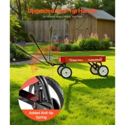 VEVOR Pull-Along Wagon for Kids, 39 in Toddler Wagons with Foldable Wooden Panel & Handle, Supports up to 551 lbs, 10