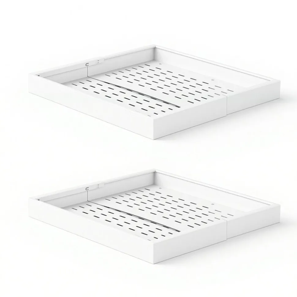 VEVOR Pull Out Cabinet Organizer, 2 Pack Expandable Width (12.2"-18.9"), 20.47" Deep Pull Out Drawers for Cabinets, Sliding Drawer for Kitchen Pantry Cabinet Organizer with Nano Adhesive Strips, White