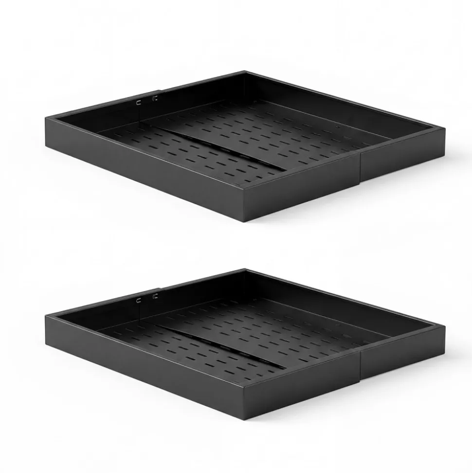 VEVOR Pull Out Cabinet Organizer, 2 Pack Expandable Width (12.2"-18.9"), 20.47" Deep Pull Out Drawers for Cabinets, Sliding Drawer for Kitchen Pantry Cabinet Organizer with Nano Adhesive Strips, Black