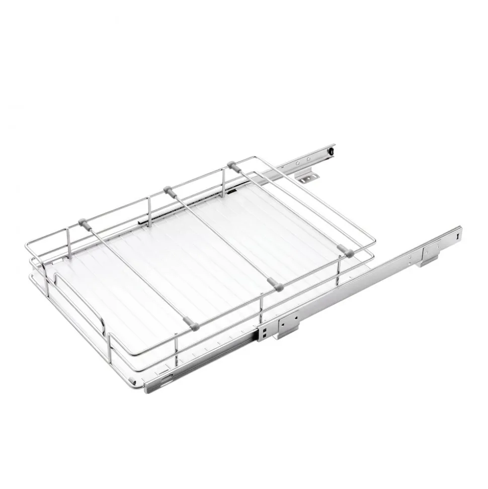 VEVOR Pull Out Cabinet Organizer 12.4"W x 16.54"D Steel Slide Out Drawers, for Kitchen Bathroom Pantry Home Organization, Chrome-Plated Finish, Heavy Duty Storage Sliding Shelves for Base Cabinets