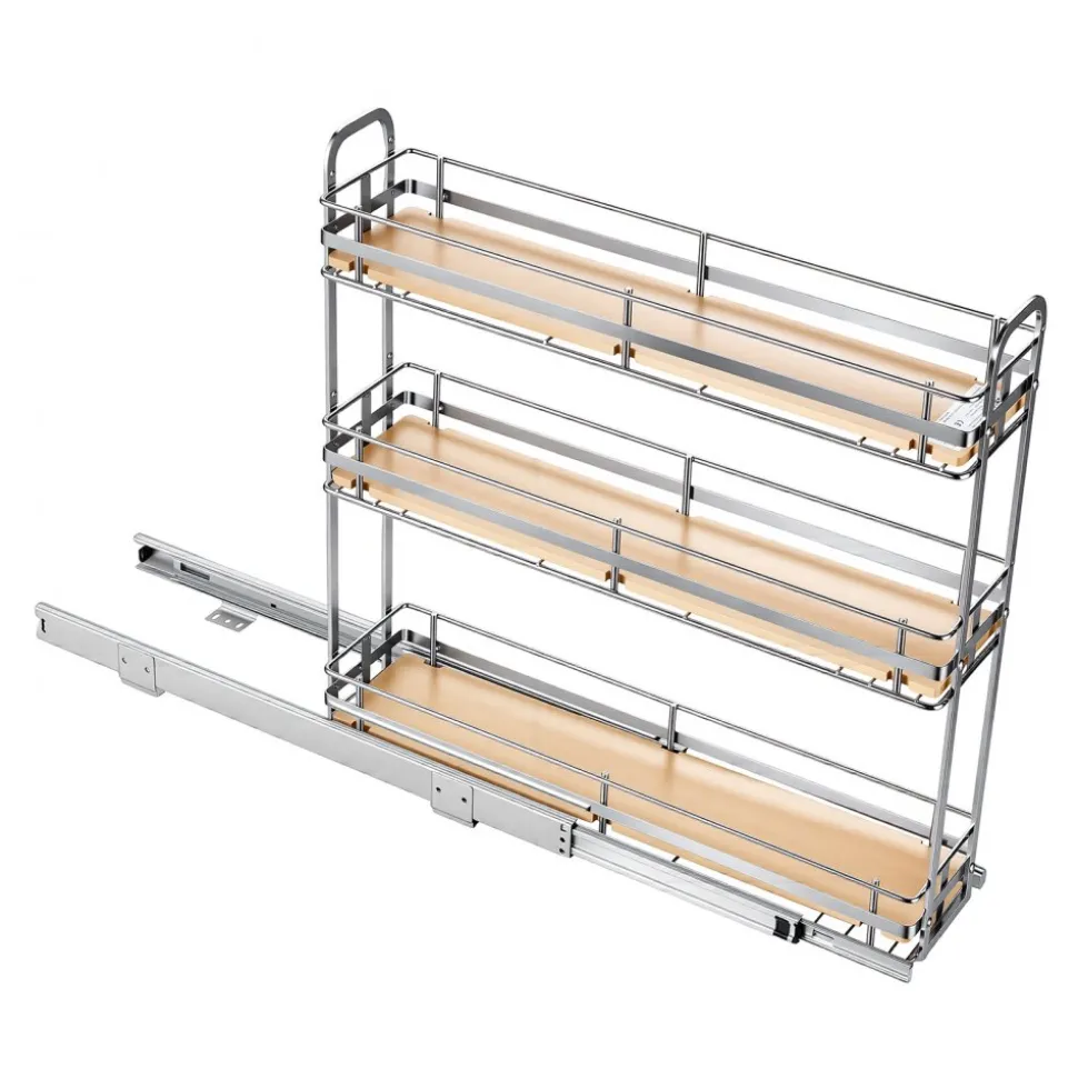 VEVOR Pull Out Spice Rack Organizer for Cabinet, 3 Tier Slide Out Spice Rack Organizer, Height Adjustable Heavy Duty Metal Seasoning Kitchen Basket for Cabinets, 5.75"W x 20.98"D x 21.34"H, Silver