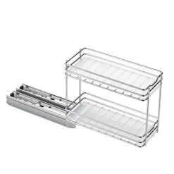 VEVOR Pull Out Spice Rack Organizer for Cabinet, 2 Tier Slide Out Spice Rack Organizer, Heavy Duty Metal Seasoning Kitchen Basket for Inside Cabinets & Pantry Closet, 4.33"W x 8.46"D x 10.43"H, Silver