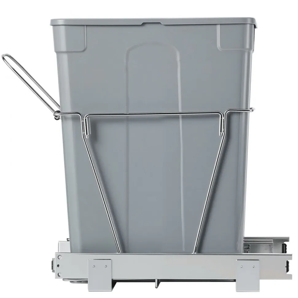 VEVOR Pullout Trash Can for Kitchen Cabinets, 35 QT Garbage Waste Recycling Bin, Under Mount Waste Container, with Heavy Duty Metal Full Extension Sliding System and Handle, for Sink, Under Counter
