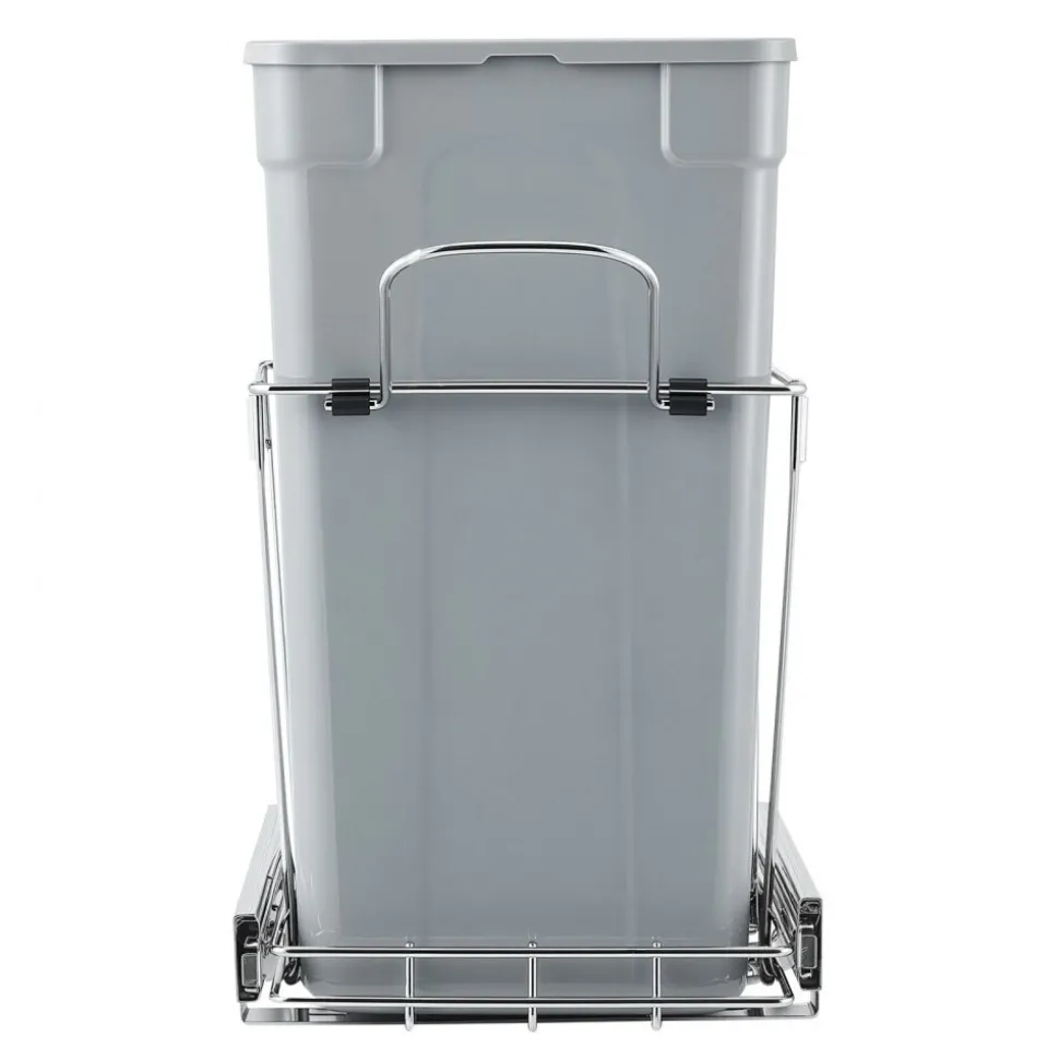 VEVOR Pullout Trash Can for Kitchen Cabinets, 35 QT Garbage Waste Recycling Bin, Under Mount Waste Container, with Heavy Duty Metal Full Extension Sliding System and Handle, for Sink, Under Counter