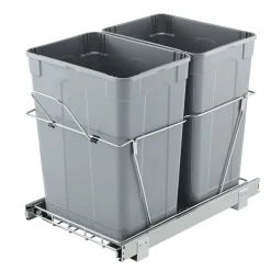 VEVOR Pullout Trash Can for Kitchen Cabinets, 35 QT x2 Double Under Sink Garbage Waste Recycling Bin, Under Mount Waste Container, with Heavy Duty Metal Full Extension Sliding System and Handle