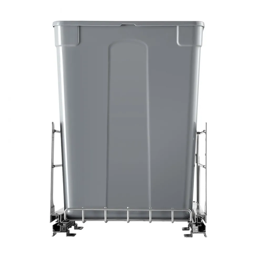 VEVOR Pull-Out Trash Can, 50 QT x2 Double Under Mount Kitchen Waste Container, Heavy Duty Garbage Recycling Bin with Door Kit and Soft Close Slide, for Kitchen Cabinet, Sink, Under Counter (Grey)