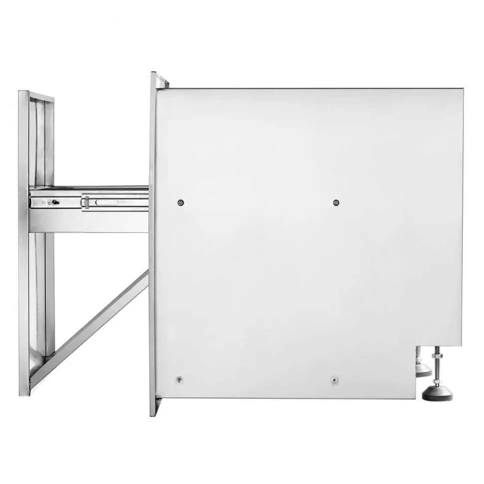 VEVOR Pull Out Trash Drawer 17.7x22.8 Inch Raised Style Trash Bin with Pull-Out Tray Stainless Steel Trash Drawer with Handle for Outdoor Kitchen BBQ Island, Trash Can Not Included