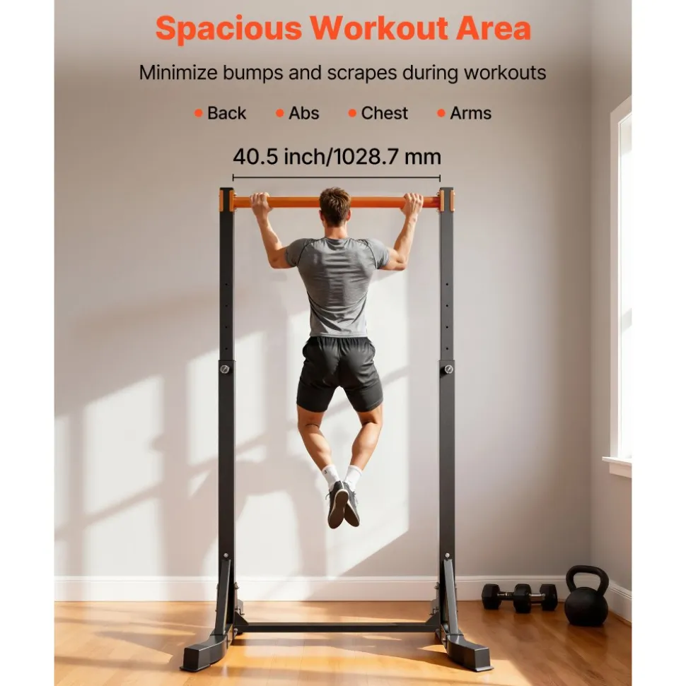 VEVOR Pull Up Bar, 330LBS Capacity Portable Pullup Bar Station, Pullup Bars Free Standing with H-Frame Structure & Heavy-Duty Steel Tube, 8 Level Height Adjustment Gravity Fitness for Arms Back Chest