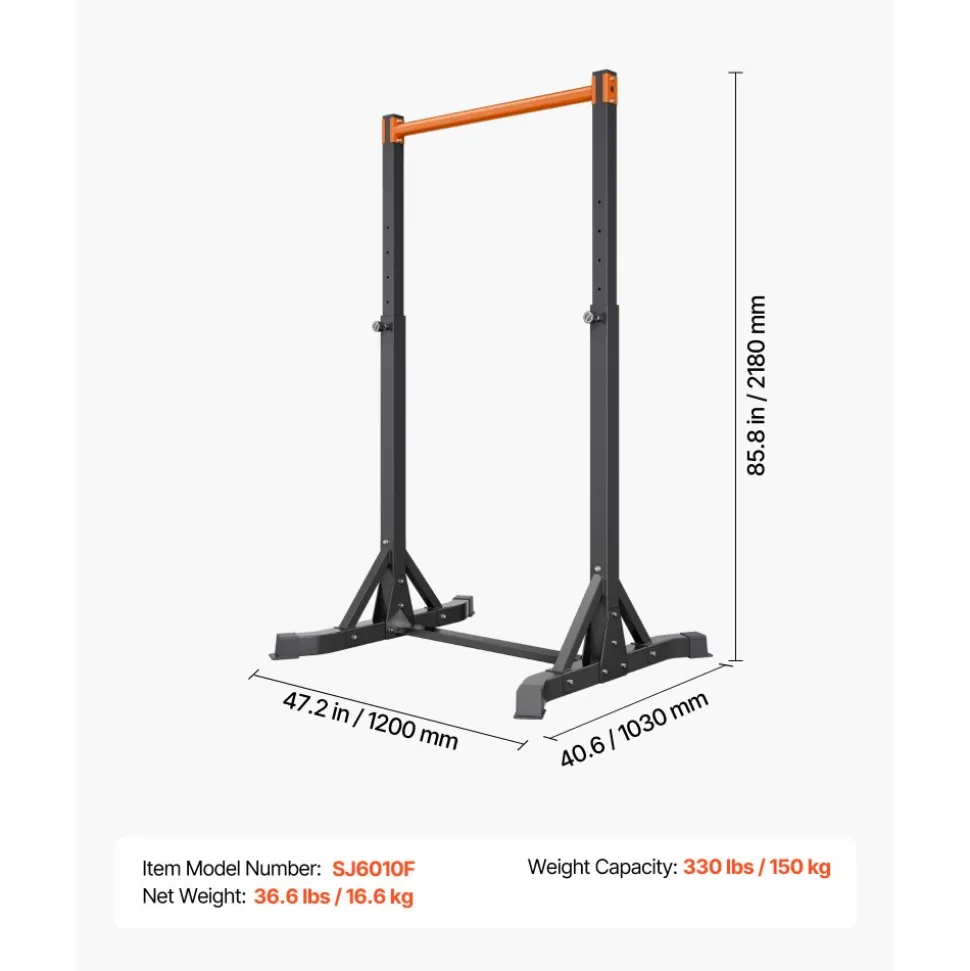 VEVOR Pull Up Bar, 330LBS Capacity Portable Pullup Bar Station, Pullup Bars Free Standing with H-Frame Structure & Heavy-Duty Steel Tube, 8 Level Height Adjustment Gravity Fitness for Arms Back Chest