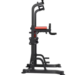 VEVOR Pull Up Bar, 330 LBS Power Tower Dip Station, Workout Dip Station with H-Shaped Stable Base & Back Pad, Adjustable 12 Level Height Free Standing Chin Up Bar for Back, 4-Level Adjustable Back Pad