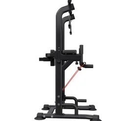 VEVOR Pull Up Bar, 330 LBS Power Tower Dip Station, Workout Dip Station with H-Shaped Stable Base & Back Pad, Adjustable 12 Level Height Free Standing Chin Up Bar for Back, 4-Level Adjustable Back Pad