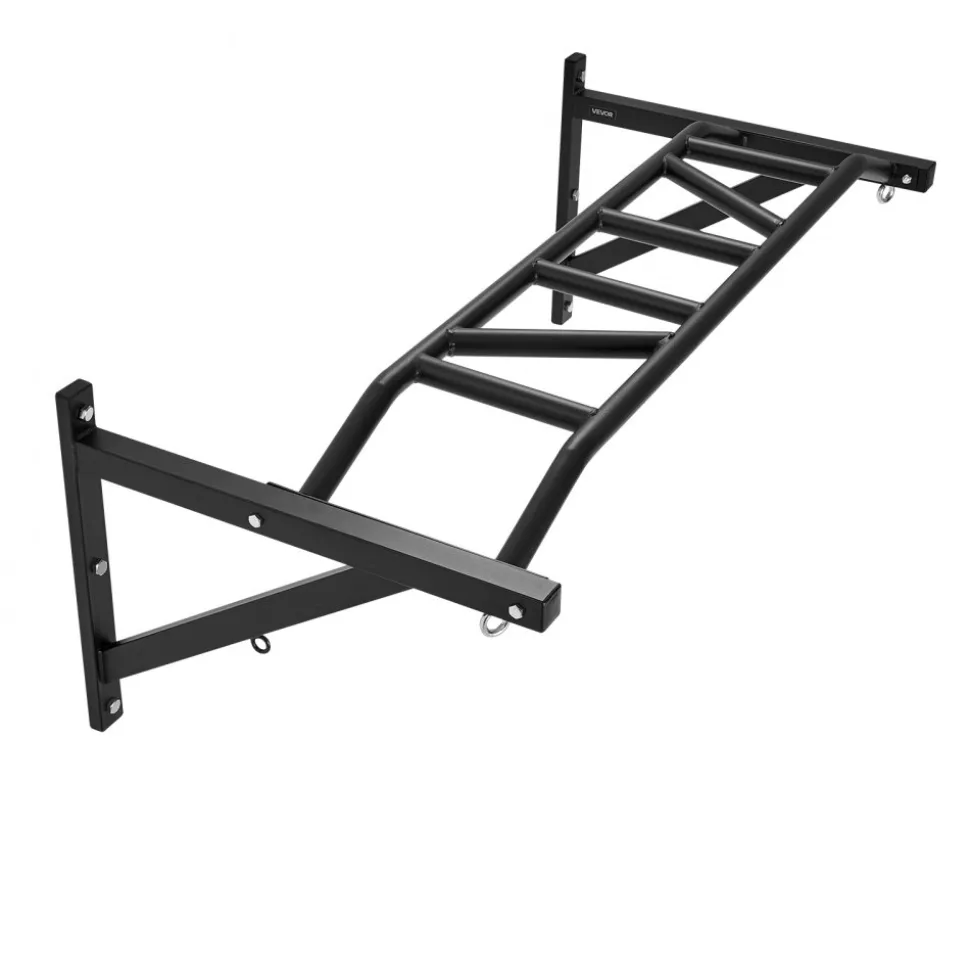 VEVOR Pull Up Bar, Multi-Grip Wall Mounted Pull Ups, 50 in Width Multifunctional Chin Up Training Station, Heavy Duty Steel Upper Body Workout Bars with Hangers, 440 lbs Weight Capacity, for Home Gym