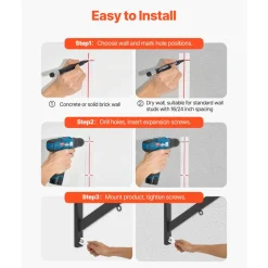 VEVOR Pull Up Bar, Multi-Grip Wall Mounted Pull Ups, 50 in Width Multifunctional Chin Up Training Station, Heavy Duty Steel Upper Body Workout Bars with Hangers, 440 lbs Weight Capacity, for Home Gym