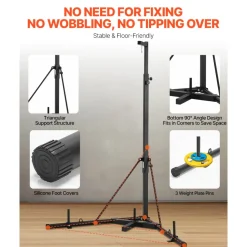 VEVOR Punching Bag Stand, Steel Heavy Duty Workout Training Equipment, Adjustable Height Boxing Punching Stand with Weighted Base, Holds Up to 140 lbs, Freestanding Sandbag Rack for Home Gym Fitness