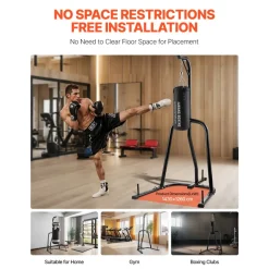 VEVOR Punching Bag Stand, Steel Heavy Duty Workout Equipment, Boxing Punching Bag Stand, Holds Up to 140 lbs, Freestanding Sandbag Rack with Weighted Base, Training Equipment for Home Gym Fitness