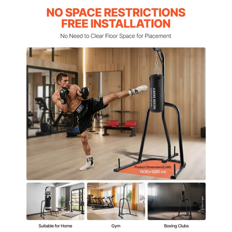 VEVOR Punching Bag Stand, Steel Heavy Duty Workout Equipment, Boxing Punching Bag Stand, Holds Up to 140 lbs, Freestanding Sandbag Rack with Weighted Base, Training Equipment for Home Gym Fitness