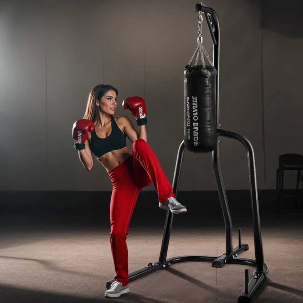 VEVOR Punching Bag Stand, Steel Heavy Duty Workout Equipment, Boxing Punching Bag Stand, Holds Up to 140 lbs, Freestanding Sandbag Rack with Weighted Base, Training Equipment for Home Gym Fitness