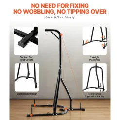 VEVOR Punching Bag Stand, Steel Heavy Duty Workout Equipment, Boxing Punching Bag Stand, Holds Up to 140 lbs, Freestanding Sandbag Rack with Weighted Base, Training Equipment for Home Gym Fitness