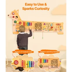 VEVOR Puppy Activity Wall Busy Board Panels, 12 Activities, Montessori Sensory Wall Toy for Kids 3-12 Years, Montessori Learning Activity Center, Ideal for Toddler Playroom Nursery Classroom