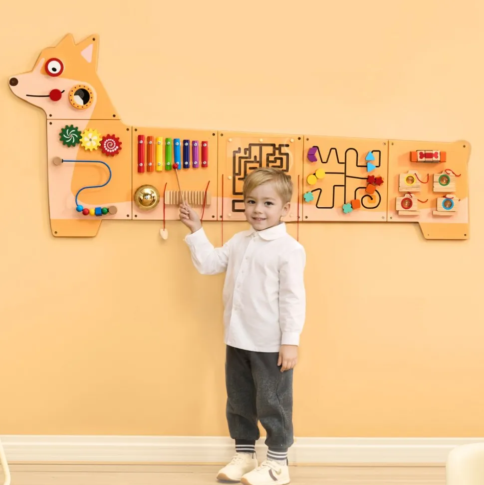 VEVOR Puppy Activity Wall Busy Board Panels, 12 Activities, Montessori Sensory Wall Toy for Kids 3-12 Years, Montessori Learning Activity Center, Ideal for Toddler Playroom Nursery Classroom