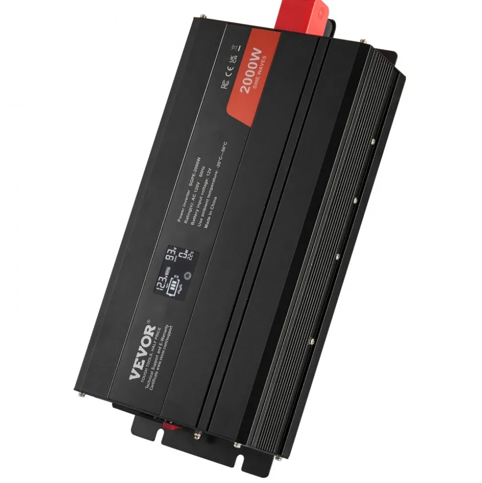 VEVOR Pure Sine Wave Inverter Charger, 5000 Watt, DC 24V to AC 120V Power Inverter with LCD Display, Remote Control, Solar Inverter for Off-Grid Solar RV Boat Home, Compatible with Various Batteries
