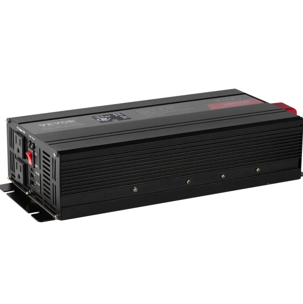 VEVOR Pure Sine Wave Inverter Charger, 5000 Watt, DC 24V to AC 120V Power Inverter with LCD Display, Remote Control, Solar Inverter for Off-Grid Solar RV Boat Home, Compatible with Various Batteries