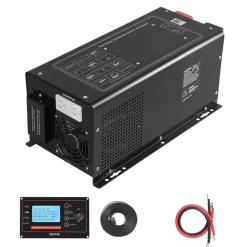 VEVOR Pure Sine Wave Inverter Charger, 1200W, DC 12V to AC 120V Power Inverter with LCD Display, Remote Control, Low Frequency, for RV Camper Home, Compatible with 12V LiFePO4 Lithium Batteries