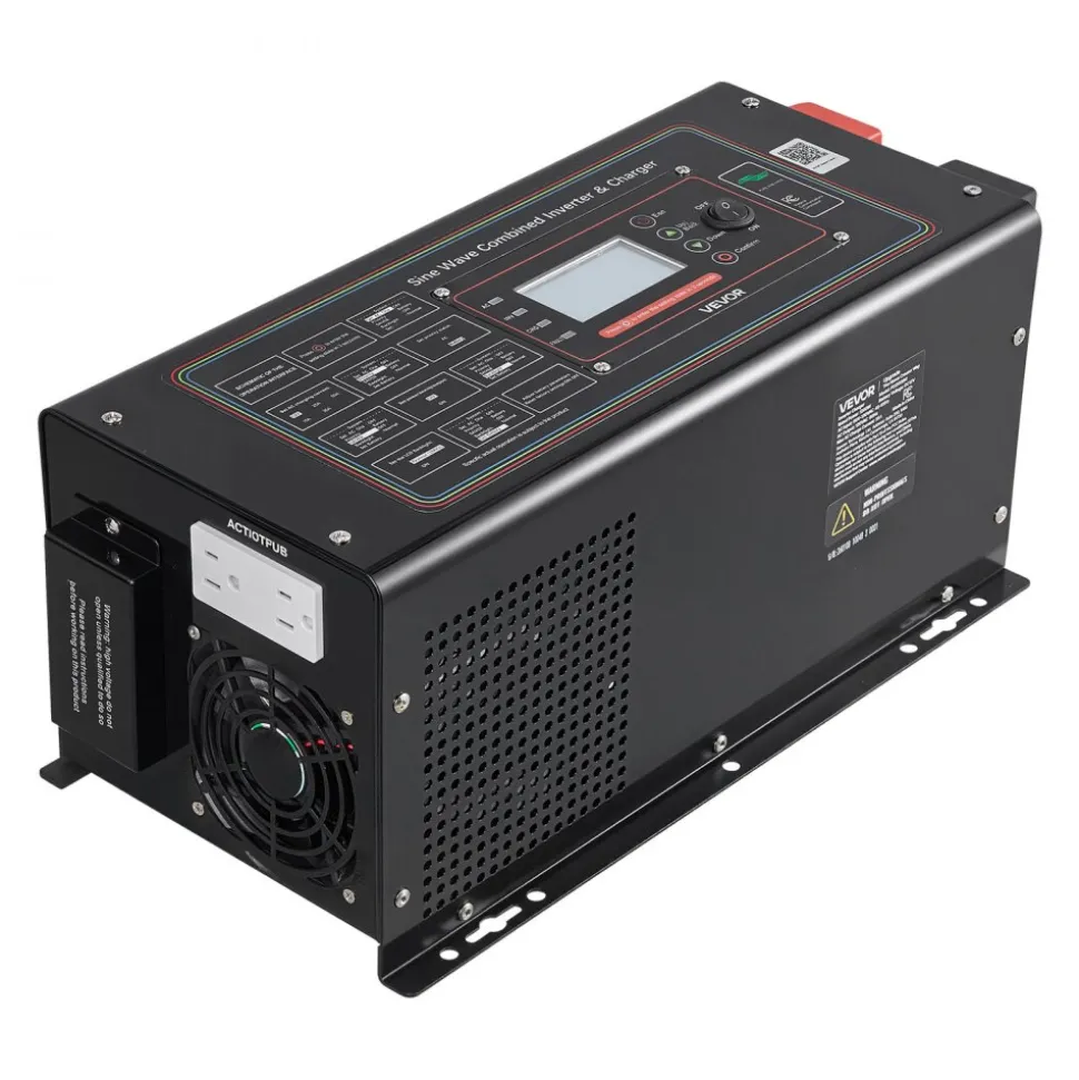 VEVOR Pure Sine Wave Inverter Charger, 1200W, DC 12V to AC 120V Power Inverter with LCD Display, Remote Control, Low Frequency, for RV Camper Home, Compatible with 12V LiFePO4 Lithium Batteries