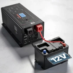 VEVOR Pure Sine Wave Inverter Charger, 1200W, DC 12V to AC 120V Power Inverter with LCD Display, Remote Control, Low Frequency, for RV Camper Home, Compatible with 12V LiFePO4 Lithium Batteries