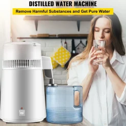 VEVOR Pure Water Distiller 750W, Purifier Filter Fully Upgraded with Handle 1.1 Gal /4L, BPA Free Container, Perfect for Home Use, White
